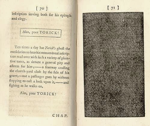 Laurence Sterne, The Life and Opinions of Tristram Shandy, Gentleman, London: 1765-1769, Hepburn 7-15 (pages 70-71 of vol. 1, Hepburn 7) [Image | Glasgow University Library Special Collections Department]